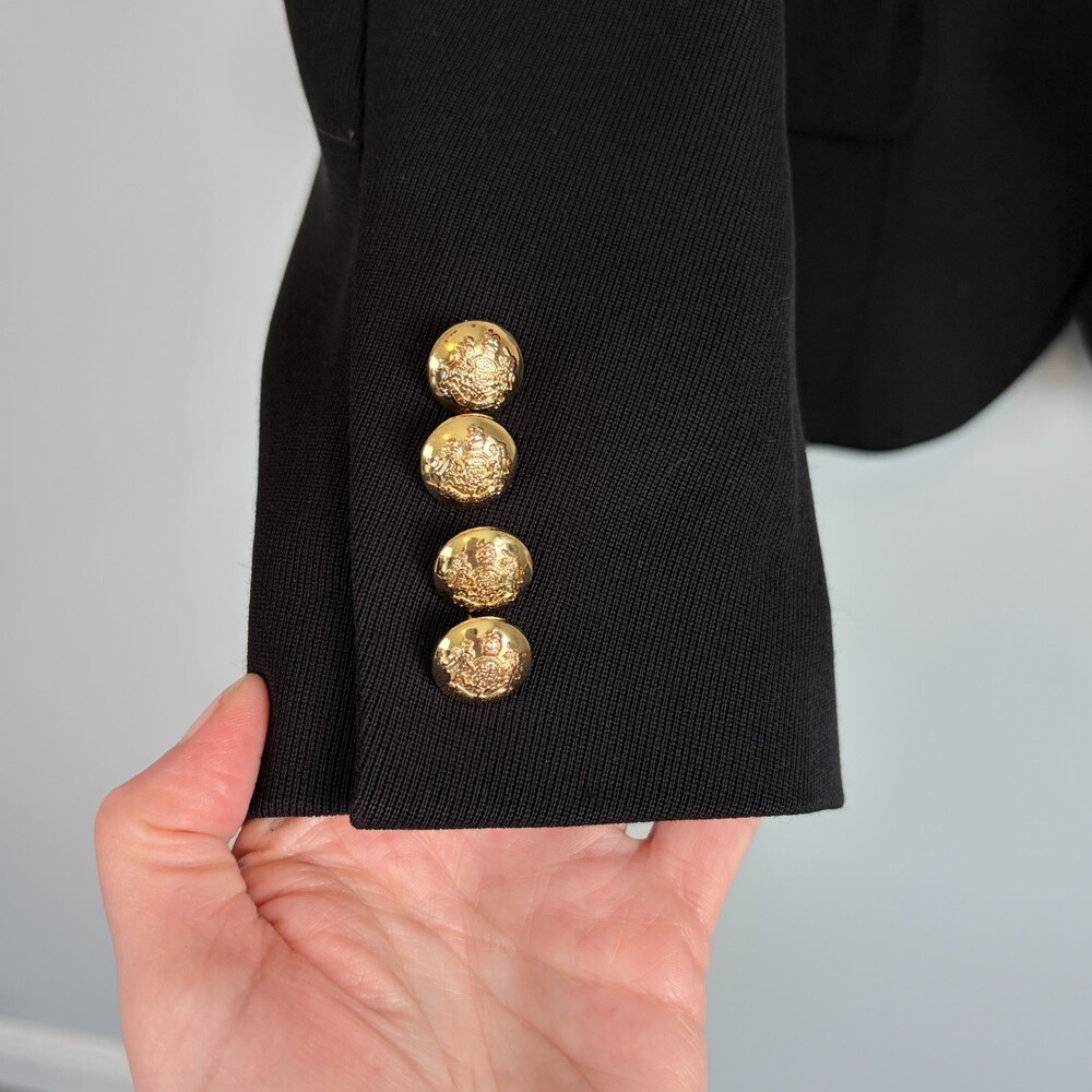 Lauren Ralph Lauren VTG Wool Crest Blazer Gold Button Preppy 90s Black Size 10 - Picture 8 of 16